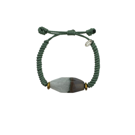 Pulsera Agata con cordón caqui