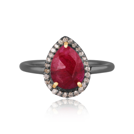 Anillo plata con rubí y...